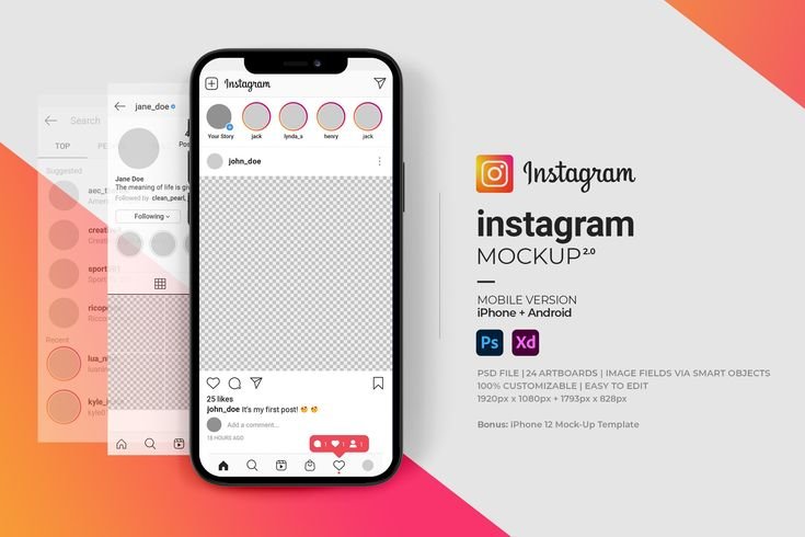 Instagram Mock-Up Template, a Social Media Template by Designer Dude (1)